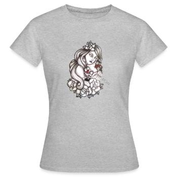 Amour de crâne - T-shirt Femme - gris chiné - Devant - AI Model Female 172 dark (172cm)