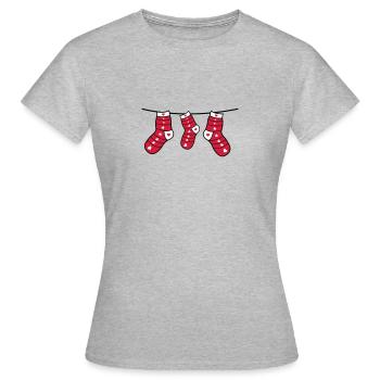 christmas socks - Women's T-Shirt - heather grey - Front - AI Model Female 172 dark (172cm)