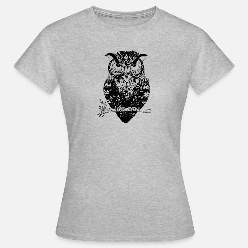 Wachsame Eule - Frauen T-Shirt - Grau meliert