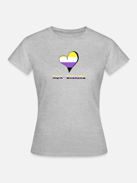 Nicht-binäres Herz - Frauen T-Shirt - Grau meliert