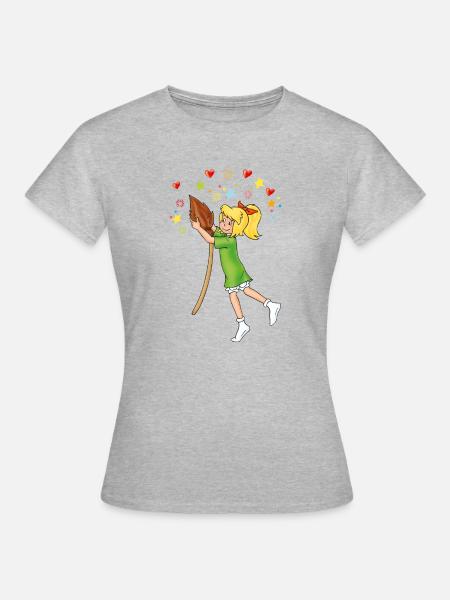 Bibi mit Kartoffelbrei Herzen Sternchen - Frauen T-Shirt - Grau meliert