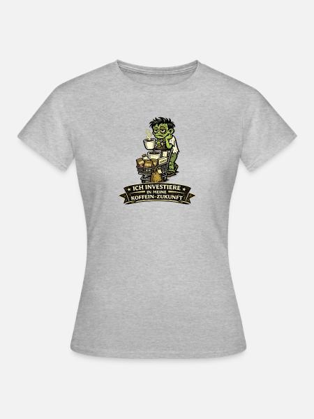 Kaffee-Kapital: Zombie mit Einkaufskorb - Frauen T-Shirt - Grau meliert