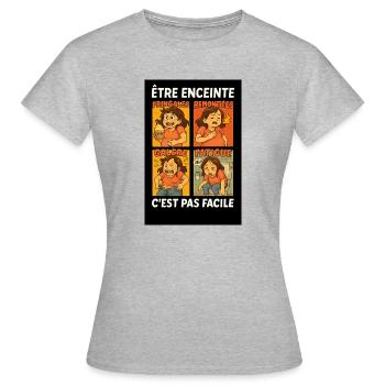 Être enceinte c'est pas facile! - T-shirt Femme - gris chiné - Devant - AI Model Female 172 dark (172cm)