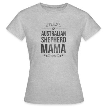 Stolze Australian Shepherd Mama - Frauen T-Shirt - Grau meliert - Vorne - AI Model Female 172 dark (172cm)
