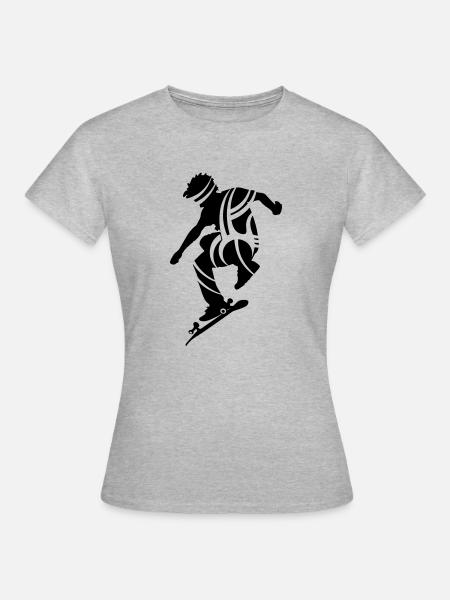 Skateboarding male de - Frauen T-Shirt - Grau meliert