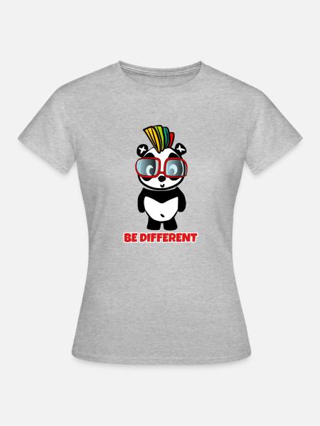 Be Different - Crazy Pandabear - Frauen T-Shirt - Grau meliert