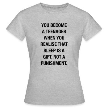 Quand êtes-vous adolescent? - T-shirt Femme - gris chiné - Devant - AI Model Female 172 dark (172cm)