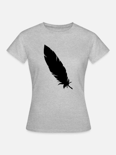 Feder simpel schwarz - Frauen T-Shirt - Grau meliert