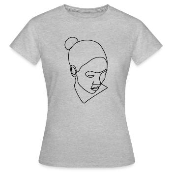 Frauen Line Art - Frauen T-Shirt - Grau meliert - Vorne - AI Model Female 172 dark (172cm)