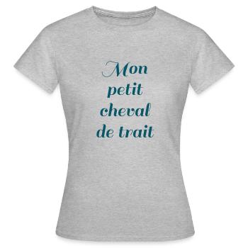 Mon cheval de trait - T-shirt Femme - gris chiné - Devant - AI Model Female 172 dark (172cm)