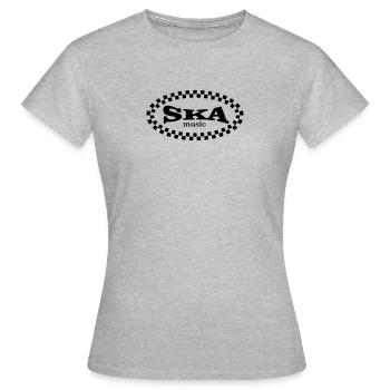 ska music checkered outline - Frauen T-Shirt - Grau meliert - Vorne - AI Model Female 172 dark (172cm)