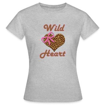 Wild Heart - Frauen T-Shirt - Grau meliert - Vorne - AI Model Female 172 dark (172cm)
