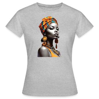 Afro Kulturelle Eleganz - Frauen T-Shirt - Grau meliert - Vorne - AI Model Female 172 dark (172cm)