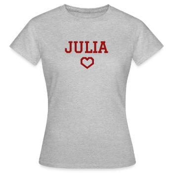 Julia cœur - T-shirt Femme - gris chiné - Devant - AI Model Female 172 dark (172cm)