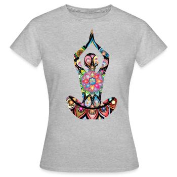 Méditation Yoga Yogi Yogini Mandala Idée Cadeau - T-shirt Femme - gris chiné - Devant - AI Model Female 172 dark (172cm)