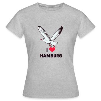 North Sea Moin Seagull I LOVE Hamburg Hanseatic City Love - Women's T-Shirt - heather grey - Front - AI Model Female 172 dark (172cm)