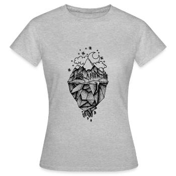 Montagne polygone - T-shirt Femme - gris chiné - Devant - AI Model Female 172 dark (172cm)