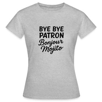 Humour retraite femme – Bye Bye Patron Bonjour... - T-shirt Femme - gris chiné - Devant - AI Model Female 172 dark (172cm)