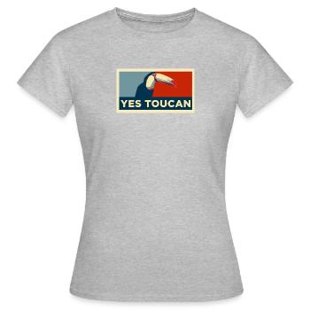 Visuel humoristique yes toucan - T-shirt Femme - gris chiné - Devant - AI Model Female 172 dark (172cm)