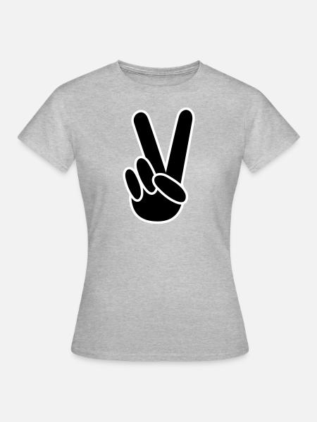 Victory vingerteken - Dame-T-shirt - grå meleret