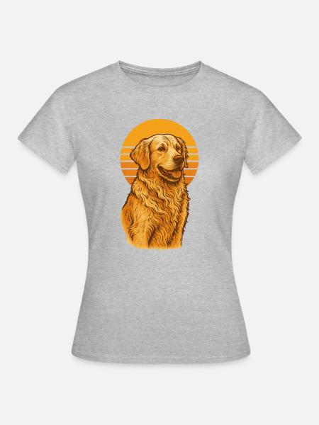 Golden Retriever Retro - Frauen T-Shirt - Grau meliert