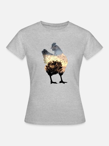 Hühnchen - Frauen T-Shirt - Grau meliert