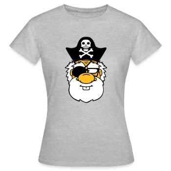 kopf gesicht pirat kapitaen matrose seeraeuber sae - Frauen T-Shirt - Grau meliert - Vorne - AI Model Female 172 dark (172cm)