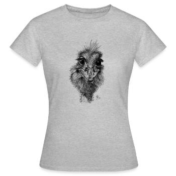 Autruche heureuse - T-shirt Femme - gris chiné - Devant - AI Model Female 172 dark (172cm)