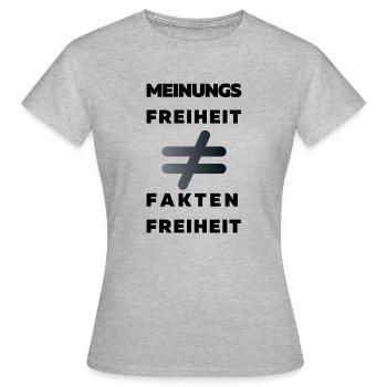 Meinungsfreiheit nicht Faktenfreiheit 3 - Frauen T-Shirt - Grau meliert - Vorne - AI Model Female 172 dark (172cm)