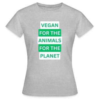 Veganer Stil mit Herz: Einzigartiges Design - Frauen T-Shirt - Grau meliert - Vorne - AI Model Female 172 dark (172cm)