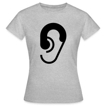 Ohr und Hörgerät - Frauen T-Shirt - Grau meliert - Vorne - AI Model Female 172 dark (172cm)