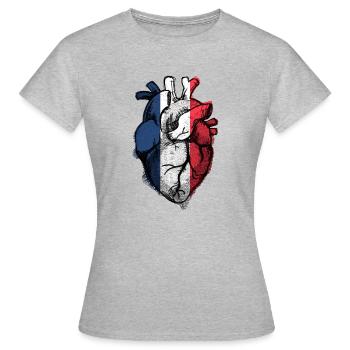 Drapeau du Cœur de la France Libre - Montrer l’amour de la France - T-shirt Femme - gris chiné - Devant - AI Model Female 172 dark (172cm)