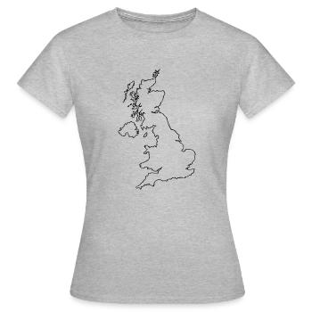 Inseln - UK UnitedKingdom - Outline - Frauen T-Shirt - Grau meliert - Vorne - AI Model Female 172 dark (172cm)