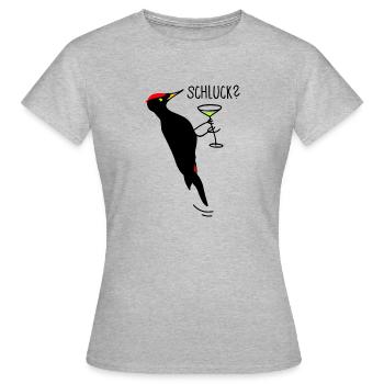 Schluckspecht - Frauen T-Shirt - Grau meliert - Vorne - AI Model Female 172 dark (172cm)