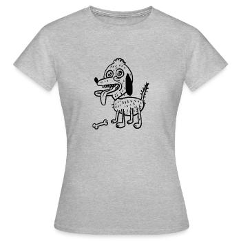 Hund mit Knochen - Frauen T-Shirt - Grau meliert - Vorne - AI Model Female 172 dark (172cm)
