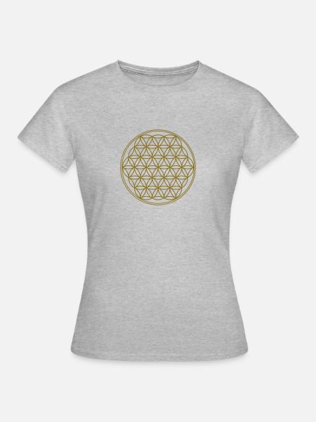 Blume des Lebens - Frauen T-Shirt - Grau meliert