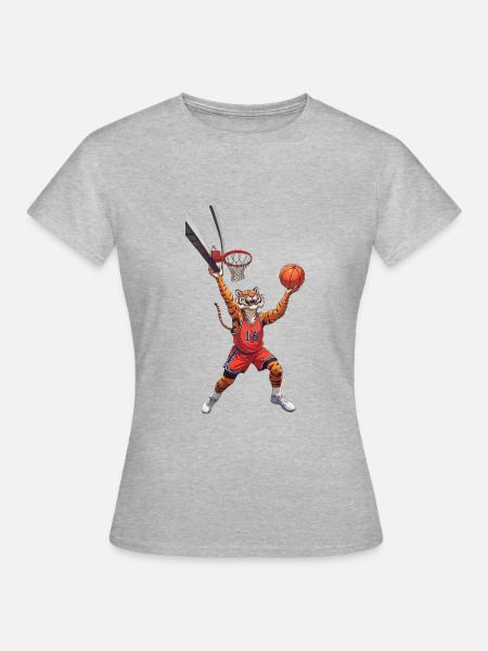 Tiger spielt Basketball - Frauen T-Shirt - Grau meliert