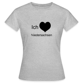 Liebeserklärung Niedersachsen - Frauen T-Shirt - Grau meliert - Vorne - AI Model Female 172 dark (172cm)