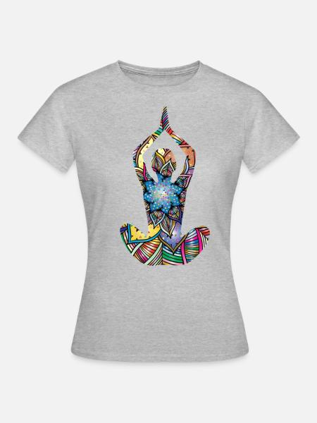Yoga Meditation Yogini Mandala Namste Om Zen - Frauen T-Shirt - Grau meliert