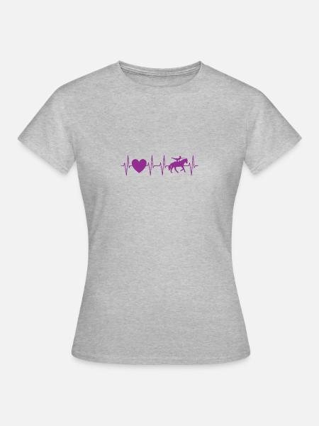 Volti Herzschlag lila - Voltigierer Geschenk - Frauen T-Shirt - Grau meliert