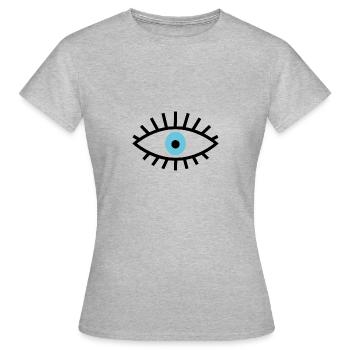 Mauvais Œil - Œil Bleu - Talismann - T-shirt Femme - gris chiné - Devant - AI Model Female 172 dark (172cm)