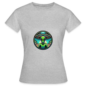 Außerirdisches UFO - Frauen T-Shirt - Grau meliert - Vorne - AI Model Female 172 dark (172cm)