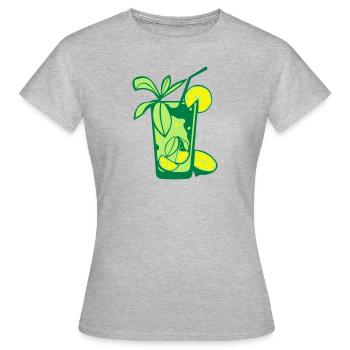 Glas mojito Alkohol Stroh Puck citr - Frauen T-Shirt - Grau meliert - Vorne - AI Model Female 172 dark (172cm)