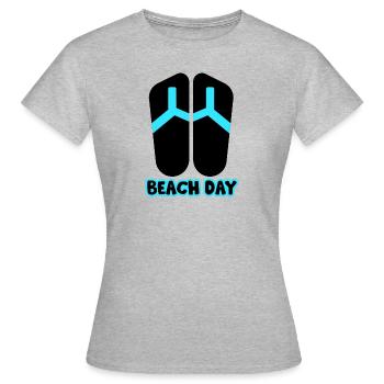 Beach Day Flip Flop in schwarz/blau - Frauen T-Shirt - Grau meliert - Vorne - AI Model Female 172 dark (172cm)