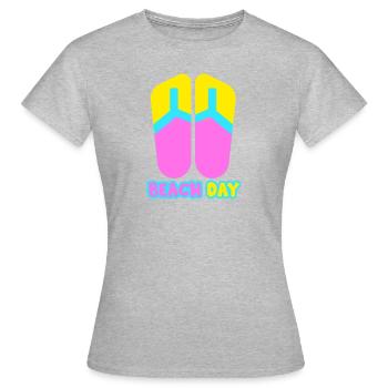 Beach Day Flip Flop in Sommerfarben - Frauen T-Shirt - Grau meliert - Vorne - AI Model Female 172 dark (172cm)