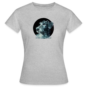 Irish Wolfhound Hund Dog - Frauen T-Shirt - Grau meliert - Vorne - AI Model Female 172 dark (172cm)