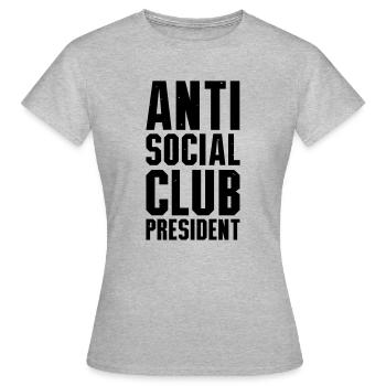 Président de club anti-social - T-shirt Femme - gris chiné - Devant - AI Model Female 172 dark (172cm)
