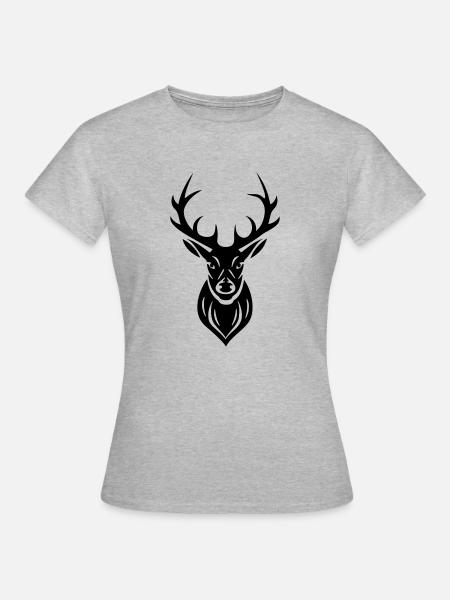 Hirsch Geweih - Frauen T-Shirt - Grau meliert