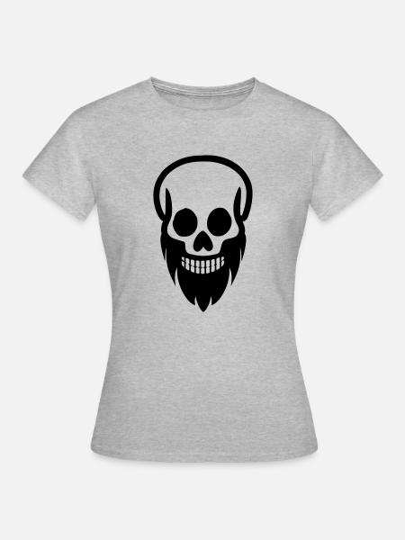 Schädel Bart - Frauen T-Shirt - Grau meliert