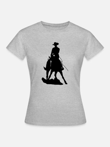Westernpferd im Spin - Frauen T-Shirt - Grau meliert